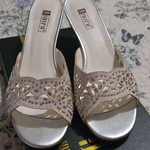 Silver and Gold Embellished Mules